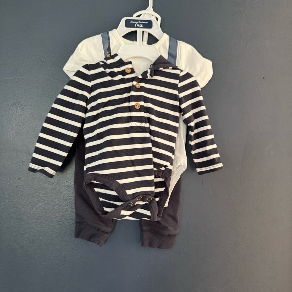 Tommy Bahama Navy and White Striped Dinosaur 3 piece set